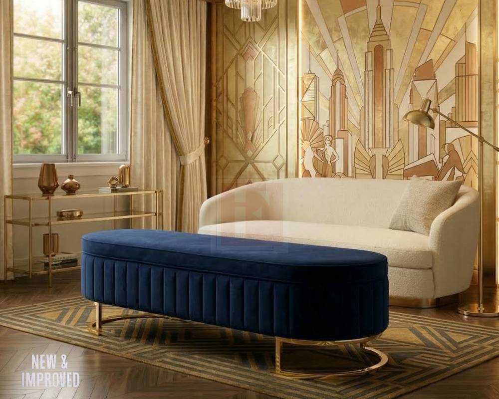 Ottoman Storage Bench with Gold Base – New & Improved photo 2