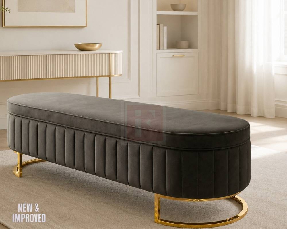 Ottoman Storage Bench with Gold Base – New & Improved photo 4