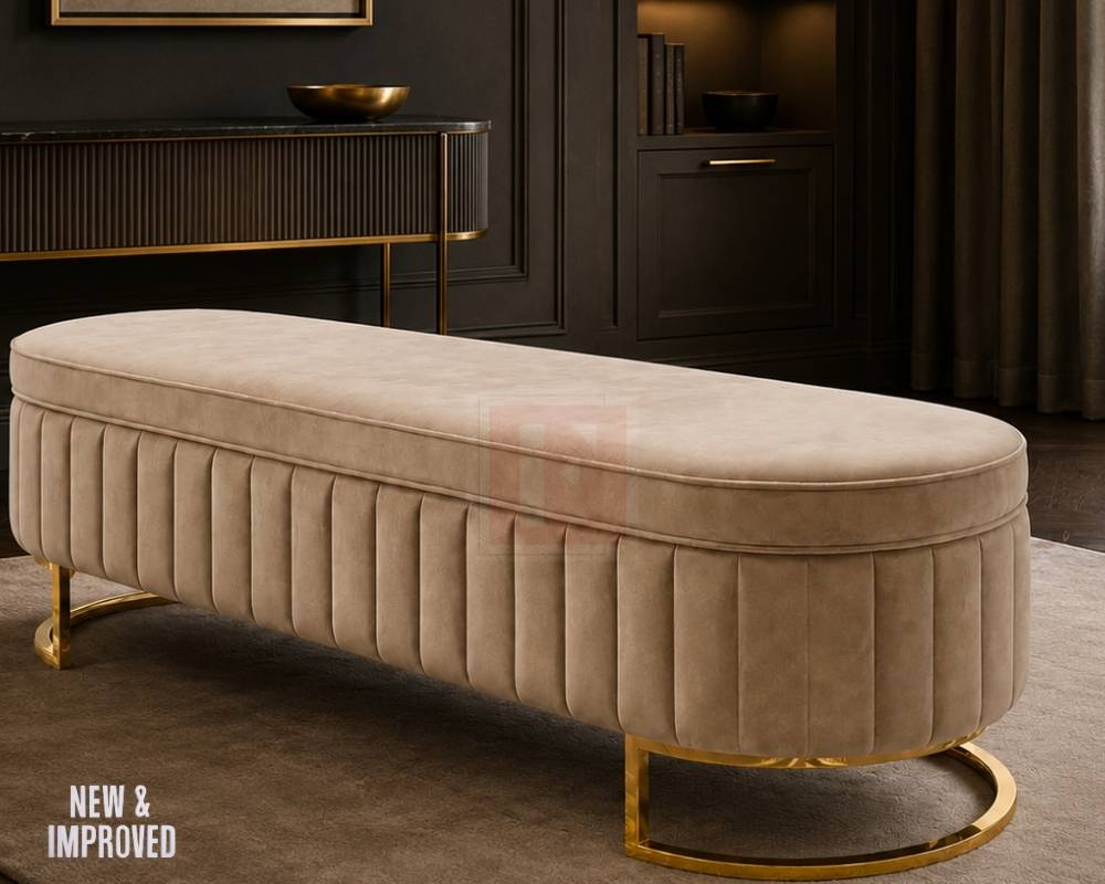 Ottoman Storage Bench with Gold Base – New & Improved photo 3
