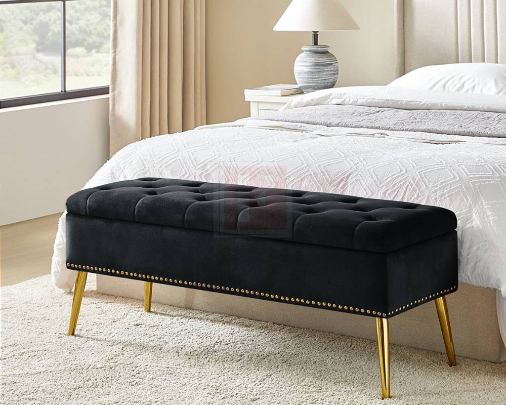 Button Tufted Upholstered Storage Bench photo 2