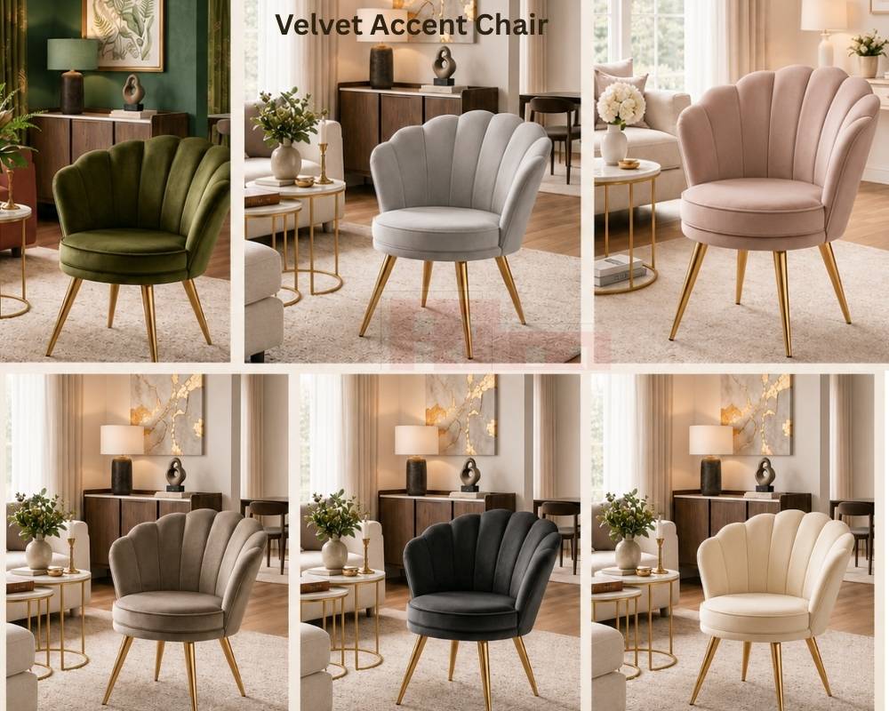 Velvet Petal Back Accent Chair