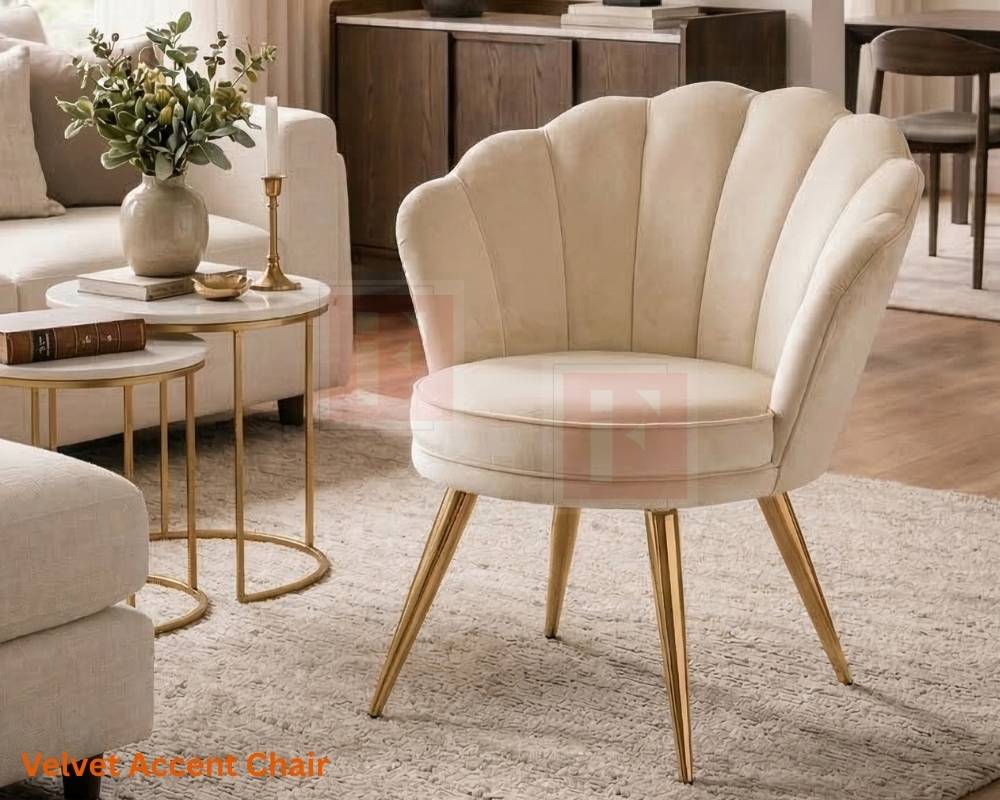 Velvet Petal Back Accent Chair photo 3