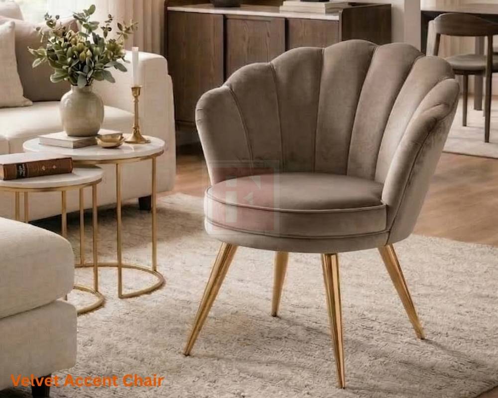 Velvet Petal Back Accent Chair photo 4