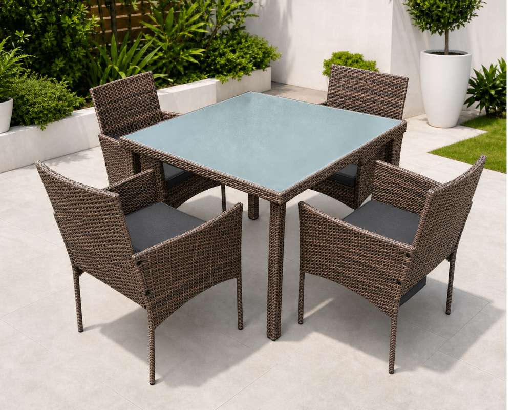 5 Piece Rattan Garden Dining Set photo 3