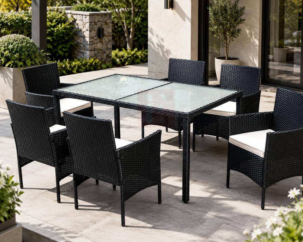 7 Piece Outdoor Rattan Dining Set photo 2