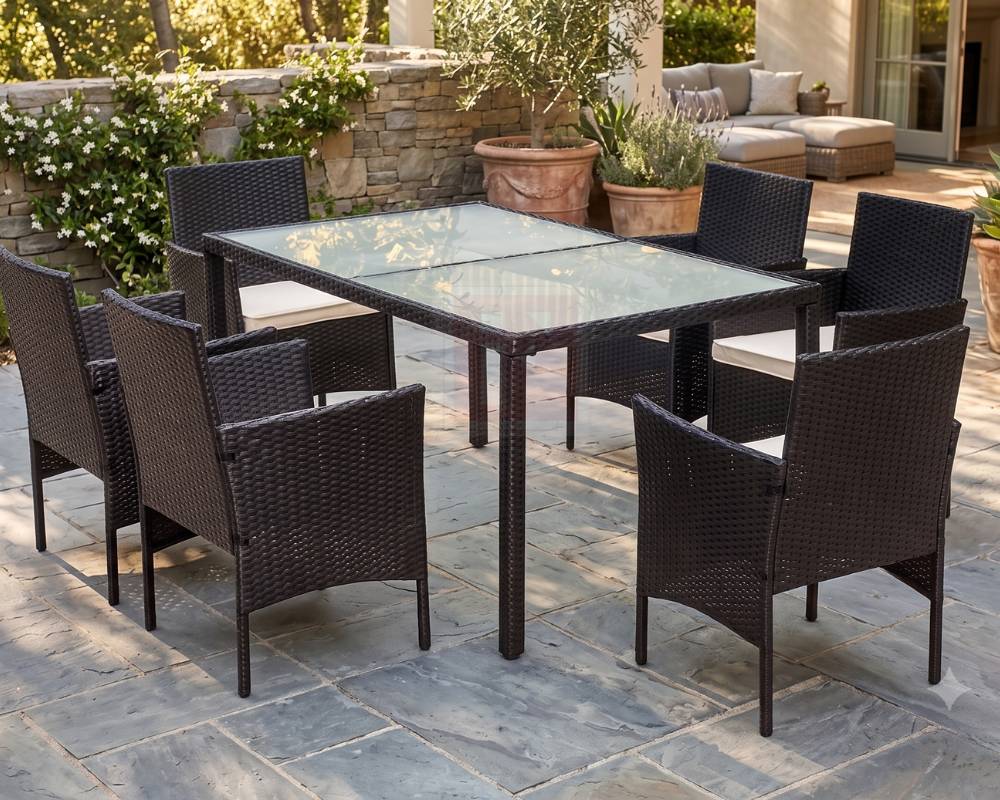 7 Piece Outdoor Rattan Dining Set