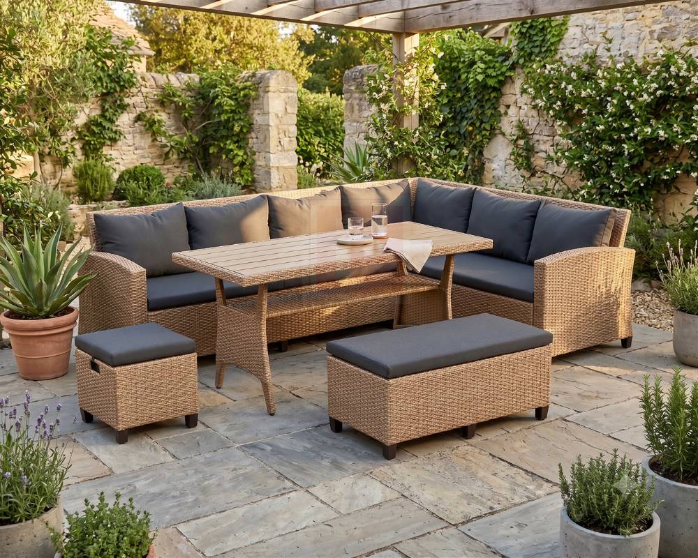 5 Piece Rattan Corner Dining Set photo 2