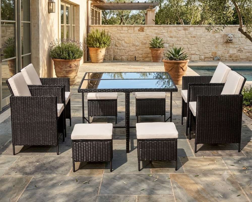 9 Piece Rattan Garden Dining Set