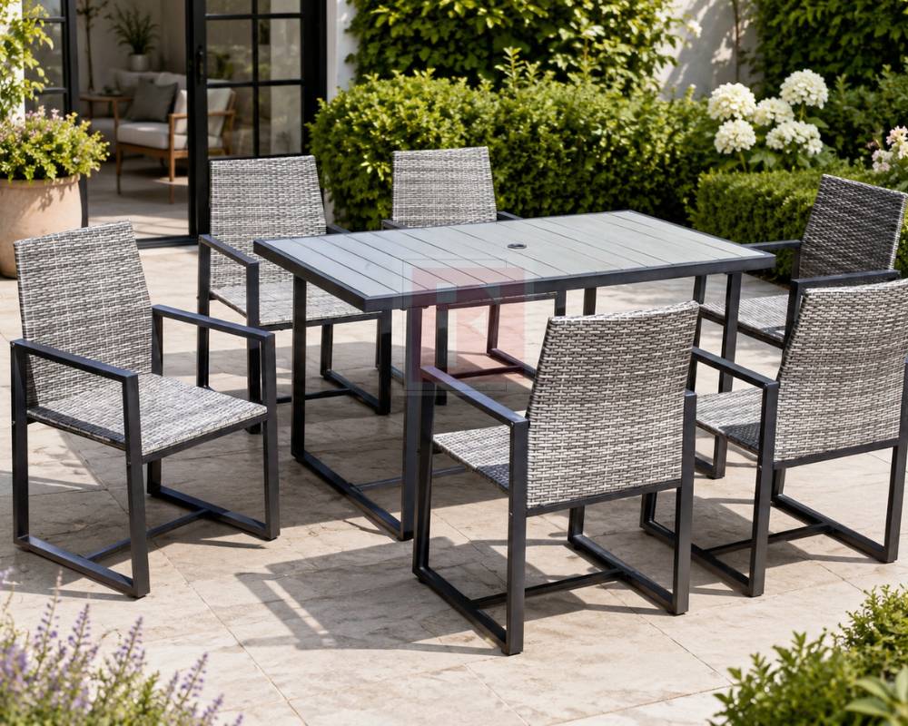 7 Piece Rattan Outdoor Dining Set