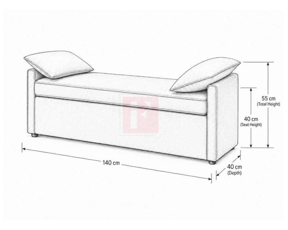 Upholstered Storage Bench with Side Arms and Cushions photo 4