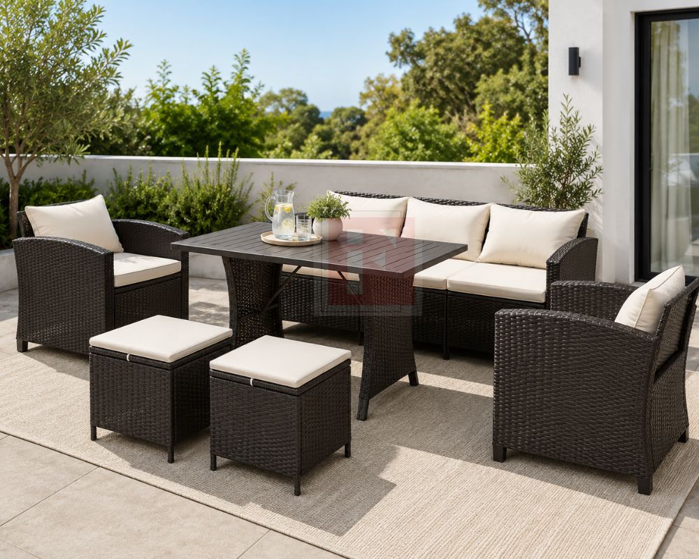 Outdoor Rattan Lounge Dining Set photo 2