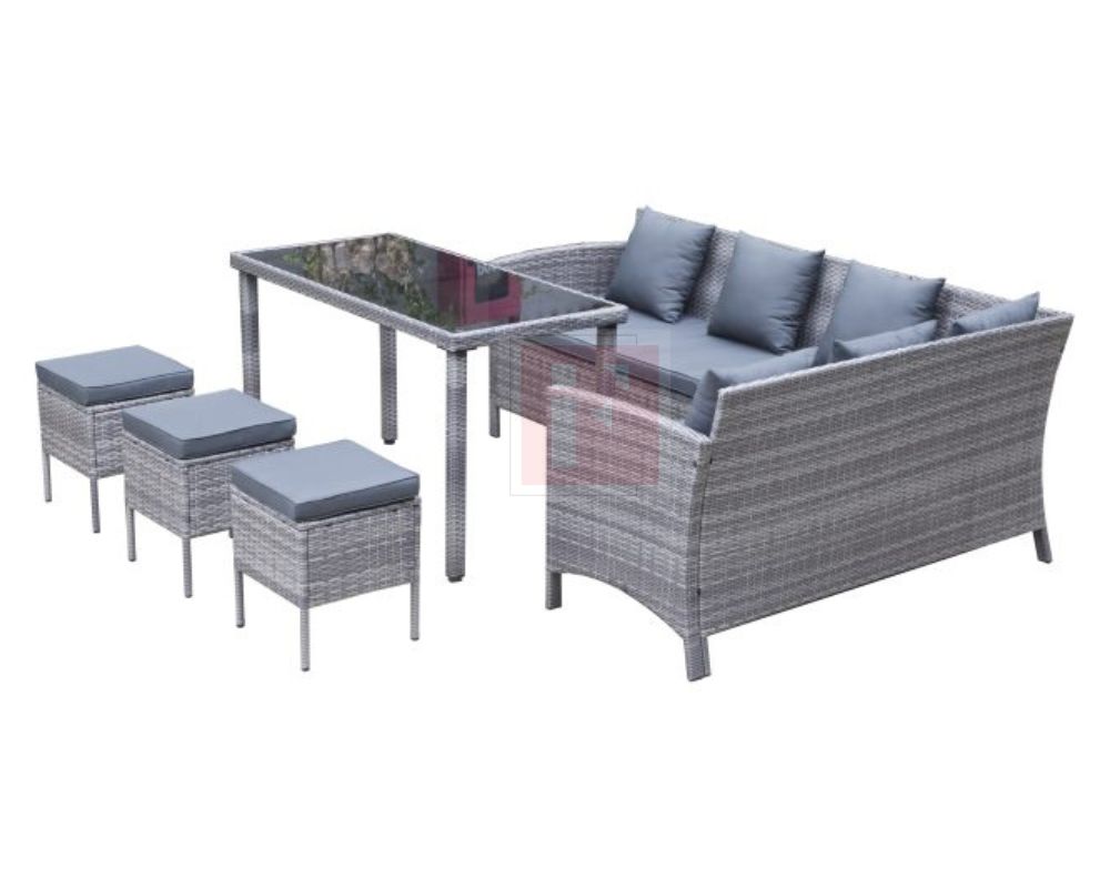 Outdoor Rattan Lounge Dining Set photo 2