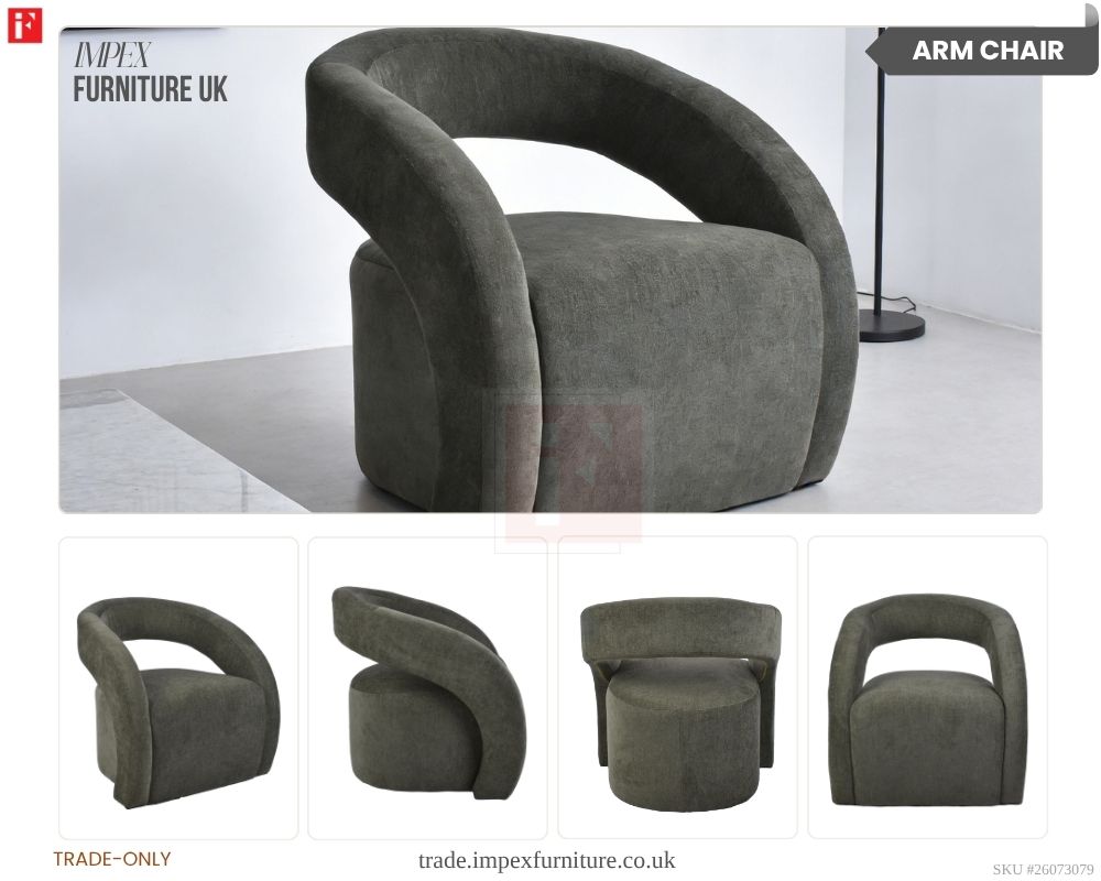 Upholstered Curved Accent Arm Chair photo 6