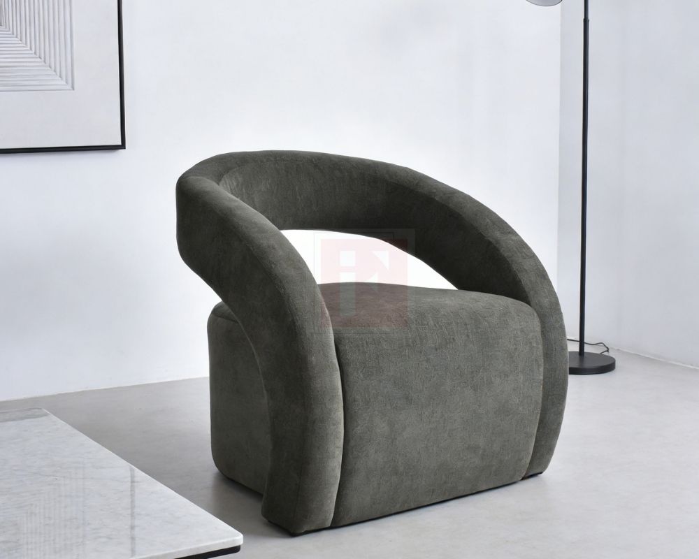 Upholstered Curved Accent Arm Chair photo 3
