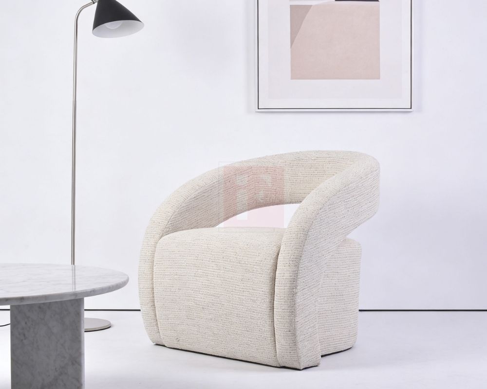 Upholstered Curved Accent Arm Chair photo 4