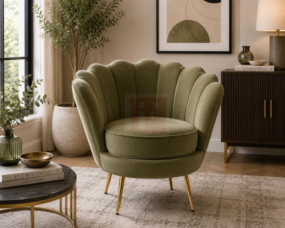 Velvet Barrel Accent Chair