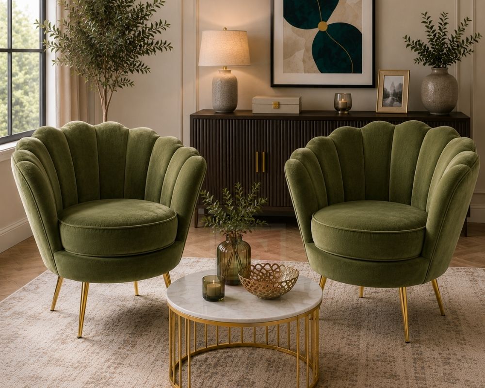 Velvet Barrel Accent Chair photo 2