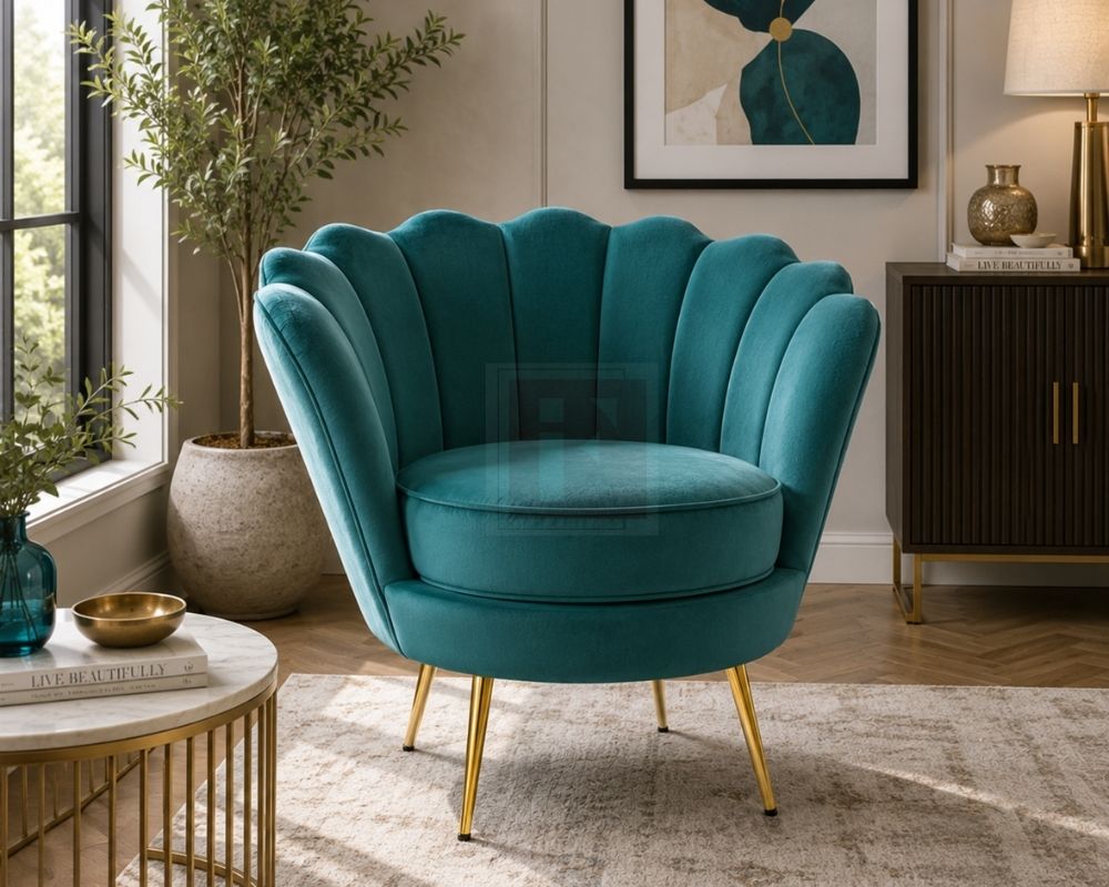 Velvet Barrel Accent Chair photo 6