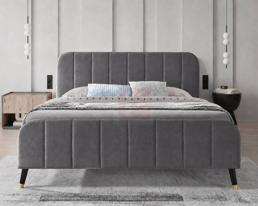Fluted Velvet Bed Frame – High Foot End photo 5