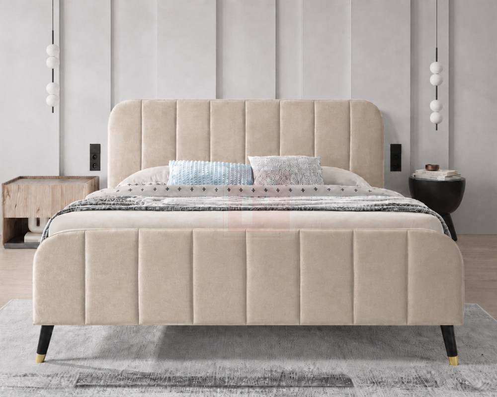Fluted Velvet Bed Frame – High Foot End photo 4