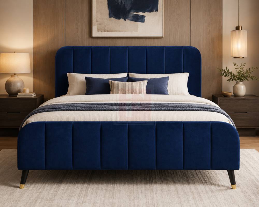 Fluted Velvet Bed Frame – High Foot End photo 3