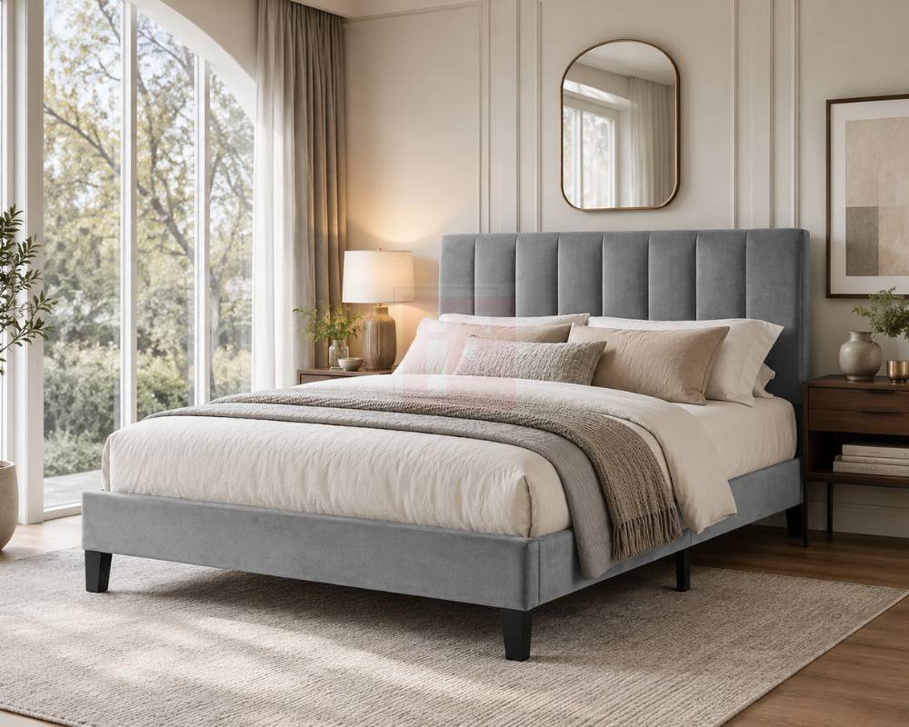 Fluted Fabric Bed Frame