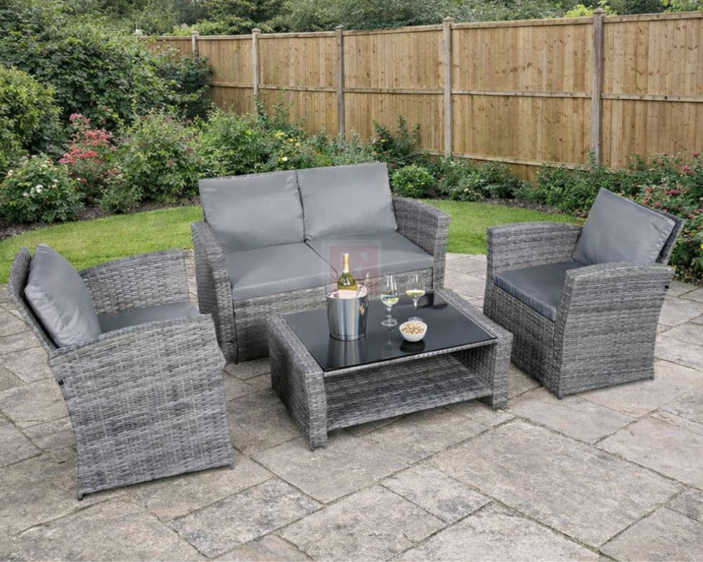 Outdoor Rattan Sofa Set – Grey
