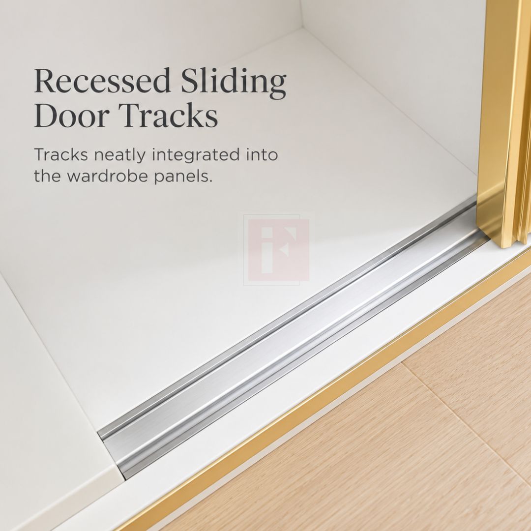 180cm High-Gloss PET Mirrored Wardrobe – Gold Aluminium Trim photo 4