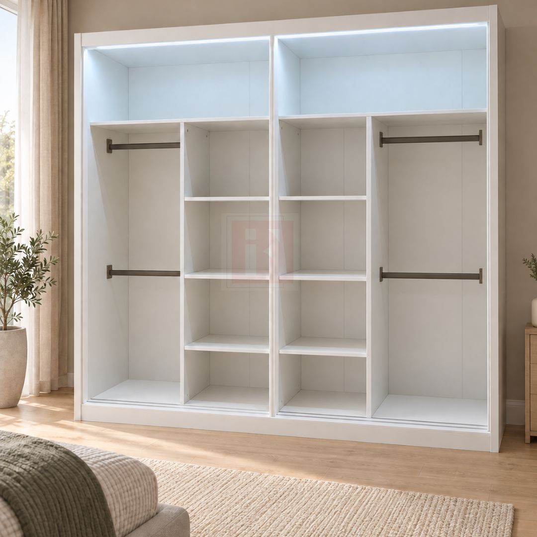 203cm Full-Mirror Sliding Wardrobe with LED Lighting photo 3