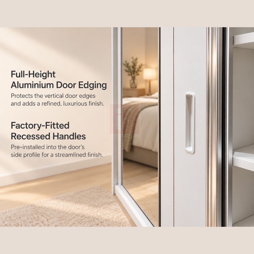 203cm Full-Mirror Sliding Wardrobe with LED Lighting photo 5