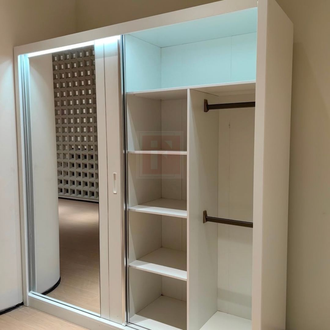 203cm Full-Mirror Sliding Wardrobe with LED Lighting photo 10