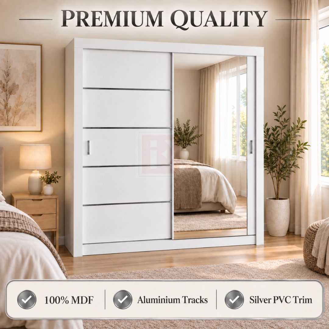 120cm Mirrored Sliding Wardrobe – 100% MDF