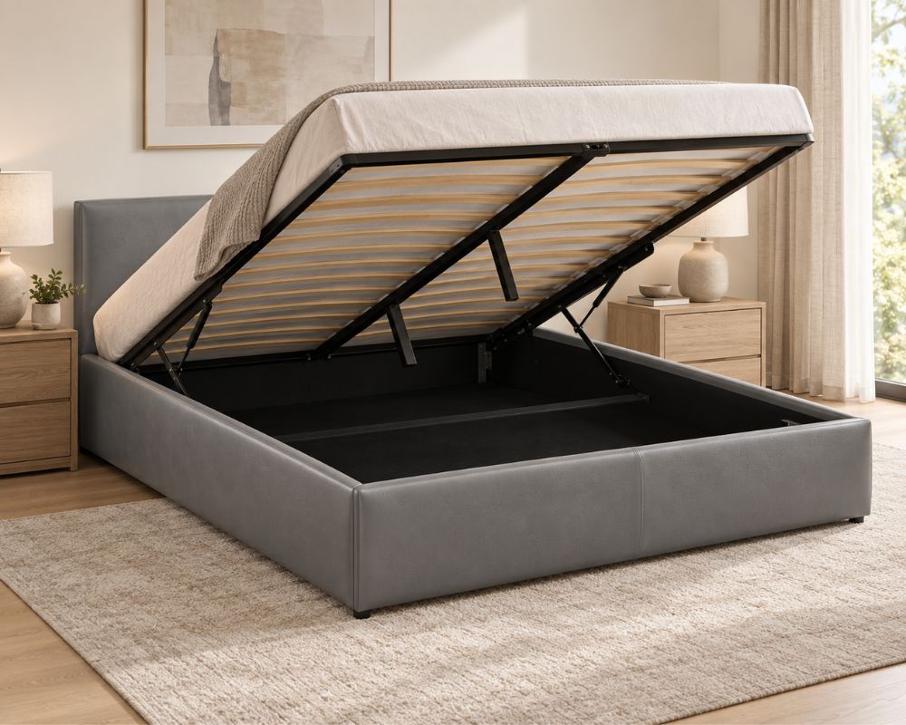 Leather Lift-Up Storage Beds