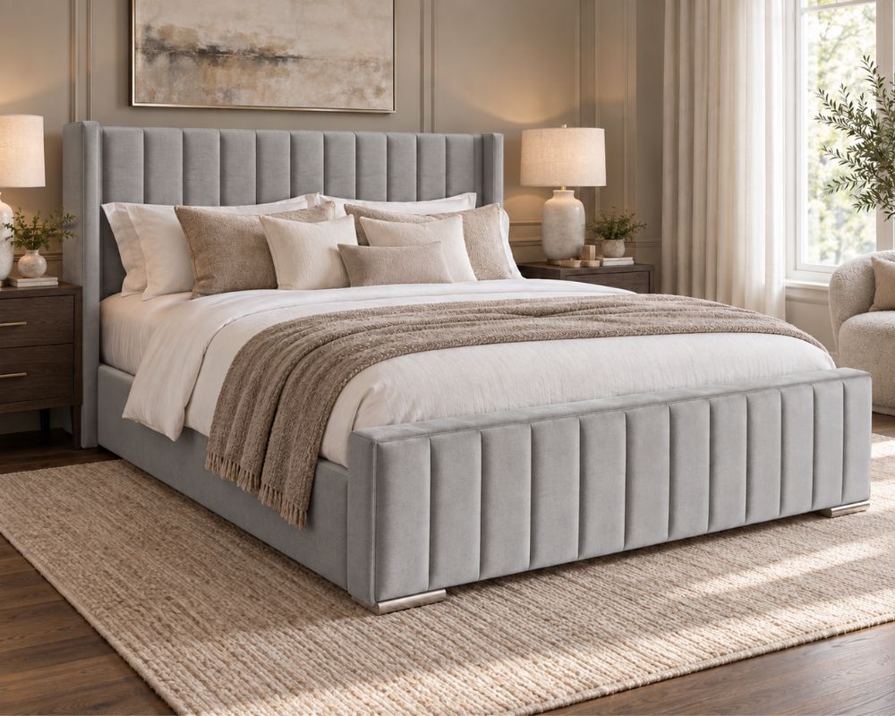 Velvet Winged Storage Bed