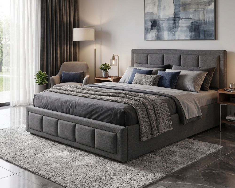 Linen Fabric Storage Bed photo 2