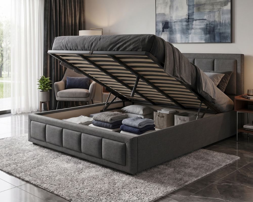 Linen Fabric Storage Bed