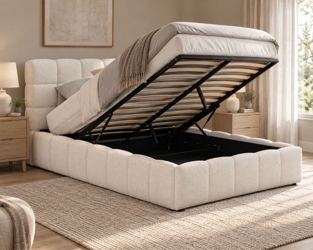Bouclé Upholstered Storage Bed photo 2