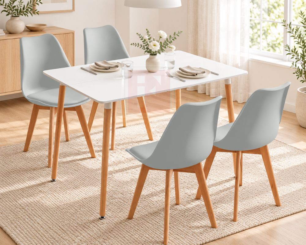 Scandinavian Dining Set with 4 Chairs photo 1